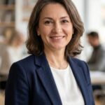 Портрет уверенного российского бизнесмена с дружелюбным взглядом на размытом нейтральном фоне студии